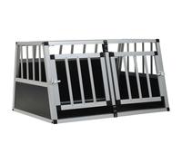 Dog Cage Silver Aluminium & MDF 89x69x50 cm Double Door Trunk Use Lightweight XL