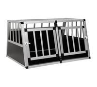 Dog Cage Silver Aluminium & MDF 89x69x50 cm Trunk Travel Crate Lightweight Door