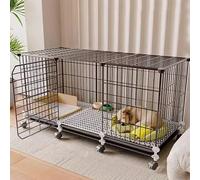 Dog Cage, Small And Medium-sized Dogs Indoor, Kitten Cage, Kennel With Integrated Toilet, Universal Wheels, With Foot Pads(C)