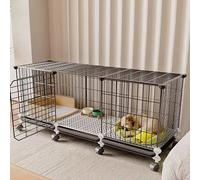 Dog Cage, Small And Medium-sized Dogs Indoor, Kitten Cage, Kennel With Integrated Toilet, Universal Wheels, With Foot Pads(B)