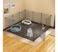 dog cage Small Animal Enclosure Cat Cages Dog Crate Indoor/Outdoor DIY Metal Pet Fence, for Puppy Rabbit Kitten Hamster Guinea Pig Turtle Hedgehog(108x108x46cmb)