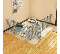 dog cage Small Animal Enclosure Cat Cages Dog Crate Indoor/Outdoor DIY Metal Pet Fence, for Puppy Rabbit Kitten Hamster Guinea Pig Turtle Hedgehog(144x108x46cma)