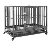 Dog Cage Steel Black/Silver 102x72x85 cm Wheels Lockable Removable Trays Latches