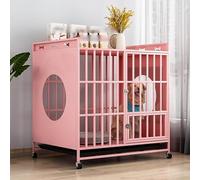 Dog cage,Stylish 2-in-1 Crate Furniture with Wheels - Chew-Resistant Decorative House & End Table for Small/Medium/Large Dogs Indoor Pet Cage (Pink)