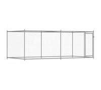 Dog Cage with Door Grey 4x2x1.5 m Galvanised Steel Outdoor Kennel | Heavy duty metal, lockable entry, mesh ventilation, spacious pen, versatile use