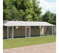 Dog Cage with Roof and Doors Grey 10x2x2 m Galvanised Steel Berkfield Home Grey One Size