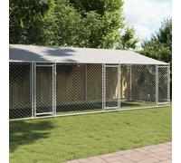 Dog Cage with Roof and Doors Grey 8x2x2 m Galvanised Steel Berkfield Home Grey One Size