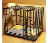 Dog Cages Single Door Design Thick Wire Collapsibles Dog Crate,Suitable For Small And Medium-Sized Dogs Easy To Install Goo,Black-83 * 61 * 69cm