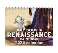 Dog Calendar 2026, Ugly Dog Spiral Bound Renaissance Planner - Wall Decor Planner | For Habit Health Mental Study School Task Home Cleaning Exercise Workout Vacation Party