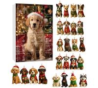 Dog Calendar - Christmas Countdown Dog, 24-Day Advent Ornament Set | Funny Christmas Decoration, Durable Acrylic Material, Perfect for Tree Door Wall Window Display, 10.24 x 7.09 x 1.18 Inches