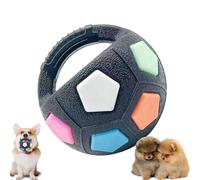 Dog Calming Ball With Handle, Interactive Dog Chew Ball with Squeaker, Squeaky Soccer Balls Dogs Toy, Strong Rubber Durable Puppy Toy, Pet Teeth Cleaning Puppys Chew Toys to Relieve Boredom, Black