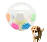 Dog Calming Ball with Handle, Interactive Football Shape Dogs Toy with a Squeaking Sound, Waterproof Dog Calming Ball with Unique Texture for Dogs to Chew and Chase (White)