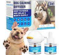 Dog Calming Diffuser - Dog Pheromones Calming Diffuser, Relieves Stress & Anxiety Fighting Scratching Barking, Help Train Dogs To Pee, Dogs Pet Supplies With 1 Plug In+2 Pack 48ml Refill (3in1), A2