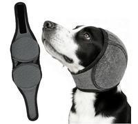 Dog Calming Ear Wraps, Waterproof Adjustable Dog Snood Ear Protectors Comfortable Noise Protection Ear Cover Muffs for Pet Bath Grooming Swimming Thunder Fireworks (Gray, M)