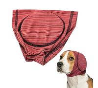 Dog Calming Hood - Breathable Ear Muffs for Noise Anxiety - Soft Elastic Pet Head Wrap for Thunderstorms & Fireworks - Gentle Anti-Stress Snood for Summer (RED, M)