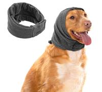 Dog Calming Hoodie, Adjustable Dog Ear Cover, No Shake Breathable Dogs Ear Muffs wtih Paste Buckle for Anxiety Relief, Noise Reduation, Thunder, Lightning, Fireworks, Grooming, Blow Drying(Grey L)