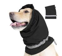 Dog Calming Hoodie | Adjustable Dog Ear Muffs Noise Protection & Ear Wraps | Happy Hoodie for Dogs Anxiety Relief, Grooming Snood, and Winter Ear Warmer (Black L)