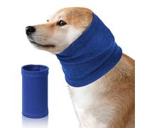 Dog Calming Hoodie Head Cover Sleeves, Dog Ear Covers for Noise Protection, No Flap Ear Wrap for Dog Anxiety Relief and Calming, Dog Ear Muffs for Dogs Pet Neck and Ear Warmer (Large, Blue)
