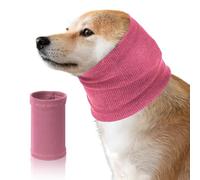 Dog Calming Hoodie Head Cover Sleeves, Dog Ear Covers for Noise Protection, No Flap Ear Wrap for Dog Anxiety Relief and Calming, Dog Ear Muffs for Dogs Pet Neck and Ear Warmer (Large, Pink)