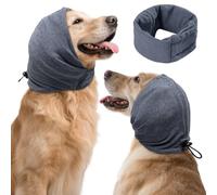 Dog Calming Hoodie No Shake Ear Wraps for Dogs, Dog Head Wrap Quiet Ears Cover for Noise Reduction Anxiety Relief, Adjustable Pet Head Covers Muffs for Hematoma,Thunder,Fireworks, Vet Visits (Grey,M)