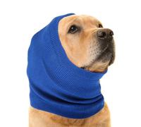 Dog Calming Hoodie, Thickened Pet Ears Protector, Pet Ear Wrap Cover, Warm Winter Ear Scarf, Soft Elastic Neck Band Noise Cancelling Ear Muffs for Grooming, Force Drying, Bath, Fireworks (Blue, Large)
