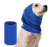 Dog Calming Hoodie, Thickened Pet Ears Protector, Pet Ear Wrap Cover, Warm Winter Ear Scarf, Soft Elastic Neck Band Noise Cancelling Ear Muffs for Grooming, Force Drying, Bath, Fireworks(Blue, Medium)