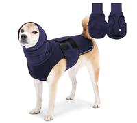 Dog Calming Hoodie Vest, Breathable Anxiety Jacket with Head Cover for Anxiety Relief and Ear Protection, Adjustable Harness with Soft Hoodie for Dogs (Navy, Large)
