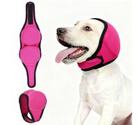 Dog Calming Hoodie with Ear Wraps, Adjustable Pet Ear Covers for Thunderstorms, Noise Cancelling Ear Muffs for Dog Anxiety Relief, Fireworks, Grooming, Swimming & Ear Hematoma Protection, Rose Red S