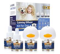 Dog Calming Pheromones Diffuser 6 in 1 Kit Appeasing Pheromone Diffuser to Calm (2 Plug in+4 Pack 48ml Refill) for Anxiety Relief Reduce Aggression Fighting Barking Stress 120 Day Supply(Tasteless)