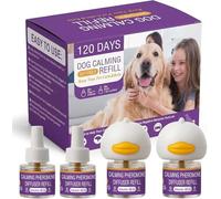 Dog Calming Pheromones Diffuser 6 in 1 Kit Appeasing Pheromone Diffuser to Calm (2 Plug in+4 Pack 48ml Refill) for Anxiety Relief Reduce Aggression Fighting Barking Stress 120 Day Supply