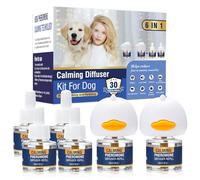Dog Calming Pheromones Diffuser 6 in 1 Kit Appeasing Pheromone Diffuser to Calm (2 Plug in+4 x48ml Refill) for Anxiety Relief Reduce Aggression Fighting Barking Stress 120 Day Supply(Tasteless)