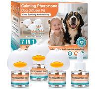Dog Calming Pheromones Diffuser to Calm Pet 7 In 1 Advanced Kit Appeasing Pheromone Diffuser for Anxiety Relief (3 Plug in+4 Pack 48ml Refill) Reduce Aggression Fighting Barking Stress (Tasteless)