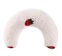 Dog Calming Pillow,Pet Neck Pillow,U-shaped Strawberry Pattern Pillow,Ultra Soft Fluffy Pet Calming Toy Half Donut Cuddler for Better Sleep,Relax & Rest/9.5x8 Inch