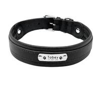 Dog Camping Hunting Training Collar Large Dog PU Leather Collar Personalized Pet Name ID Tag Nameplate Collar Custom Dog Collar Suitable For Labrador German Shepherd,black,M