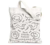 Dog Canvas Tote Bag for Women, Playful Minimalistic Bone Circle None Black Washable Reusable Small Tote Bag Ideas for Outdoor Travel Workday Reading 13x15 Inch