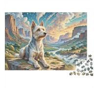 Dog Canyon Landscape 1000 Piece Jigsaw Puzzle Paper for Adults Night Sky Puzzle Game for Family Relax 52x38cm/1000pcs