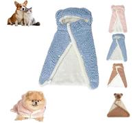 Dog Cape Blanket, Soft Cotton Hooded Pet Cape Blanket with Snap Buttons, Pet Cold Weather Coat Wraps with Hood (Blue,Medium)