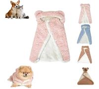 Dog Cape Blanket, Soft Cotton Hooded Pet Cape Blanket with Snap Buttons, Pet Cold Weather Coat Wraps with Hood (Pink,Small)