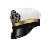 Dog Captain Hat - Adjustable Pet Sailor Cap, Nautical Boating Photo Prop, Pet Sailor Cap, White Captain Dog Hat Adjustable, Dress Up Headdress Photo Props, Cat Puppy Navy Halloween Costume Accessories