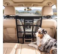 Dog Car Barrier, Double-Layer Mesh Pet Net with Storage Pocket, Tool-Free Install Dog Barrier for SUV & Cars, Scratch-Resistant Auto Back Seat Divider to Prevent Distracted Driving (23.2" x 23.2")