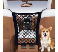Dog Car Barrier Net Car Mesh Organizer, 4-Sides Elastic Seat Back Net Bag, Barrier of Back Seat Pet Kids, Cargo Tissue Purse Holder, Driver Storage Netting Pouch for Cars SUVs Vans Traveling (12*12)