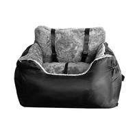 Dog Car Booster Seat Plush Cozy Pet Bed With Safety Leash Black