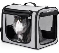 Dog Car Carrier LightWeight 50×37.5×43cm, Foldable Dog Carrier, Grey | Easy to Assemble, Portable and Breathable Pet Carrier, Suitable for Indoor and Outdoor Use, Dog Travel Crate with Curtain