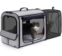 Dog Car Carrier LightWeight 65×45×52.5cm, Expandable Dog Carrier, Grey