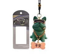 Dog Car Ornament Pendant, Resin Bulldog Hanging Decor, Rear View Mirror Puppy Accessory, Cute Animal Interior Decoration, Vehicle Mirror Hanging Charm, Car Styling Gift Use Display Decor Set