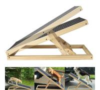 Dog Car Ramp Folding Pet Ramps for Travel Home Use, Safety Puppy Ramp Portable Foldable Cat Rabbit Ramp, Solid Wooden Ramp, Non-slip Carpet, 30cm/40cm/50cm/60cm Height Adjustable, L100xW40cm