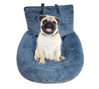 Dog Car Seat Bed - Soft Cotton Plush Booster Seat With Adjustable Straps Leash | Creatives Modern Design Portable Washable Pet Safety Carrier For Front Back Seats, Travel Bed For Long Drives