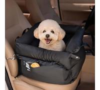 Dog Car Seat Bed, Waterproof PU Leather, 55 x 50 x 45 cm, Black, with Storage Pocket and Non-slip Bottom black