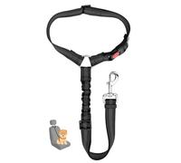 Dog Car Seat Belt 1 Pack - Adjustable Headrest Restraint with Elastic Bungee for Buffering, Durable Nylon Pet Safety Harness for Cars UK - Universal Dog Seatbelt for Dogs (Bungee Black - 1 Pack)