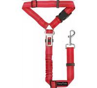 Dog car seat belt | New Tale Tails Adjustable Pet Headrest Seatbelt | Dog Car Safety Harness | Pet Restraint with Elastic Nylon Bungee Buffer (Red)